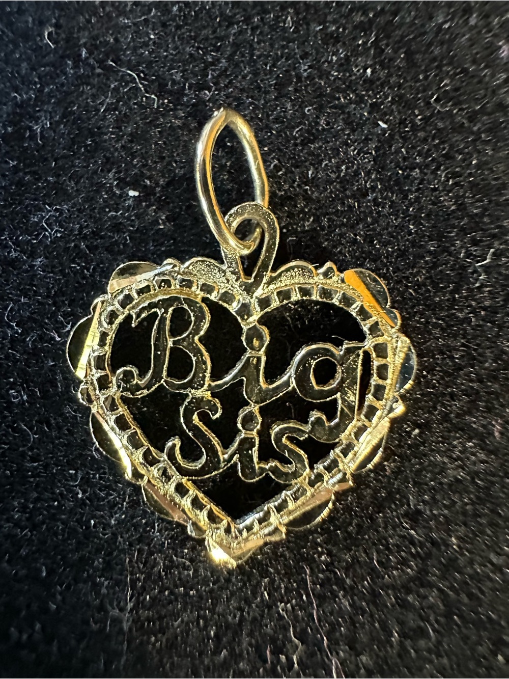 14k Solid Yellow Gold “Big Sis”  Heart Charm